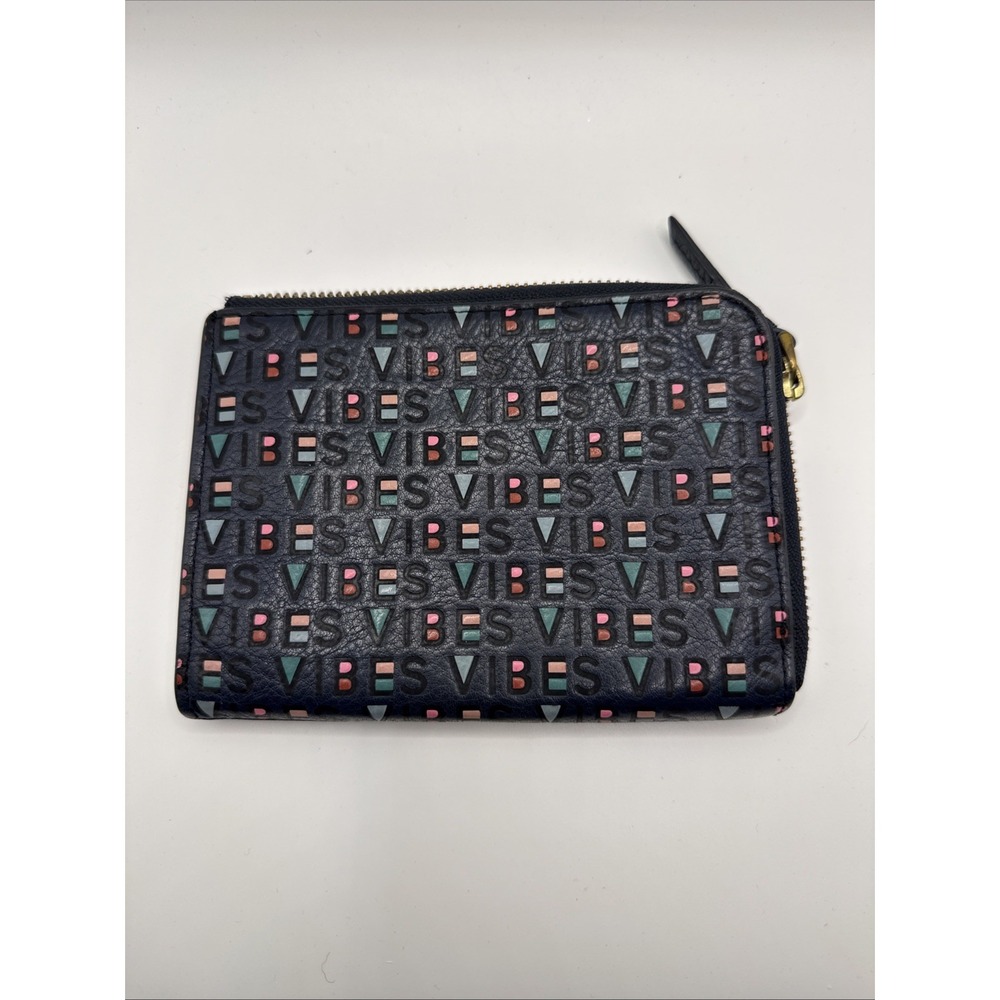 Fossil Genuine Leather RFID Passport Holder Wallet Card Slots Navy "vibes"